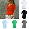 Damen Einfarbig Locker Oberteile Chiffon T-Shirt Bluse Hemd Kurzarm Sommer Mode V-Ausschnitt Lässig Neue T-Shirts Damen