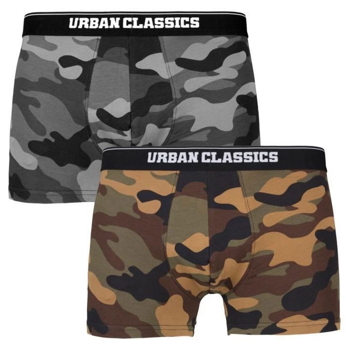 Boxer Shorts - Urban Classics - Lot de 2 - Coton 95% - Élastique - Camouflage bois