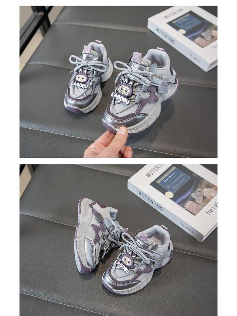Children's Cartoon Fleece-Lined Sports Shoes, Soft Sole, New for 2025 Autumn/Winter, Unisex Casual Running Sneakers.