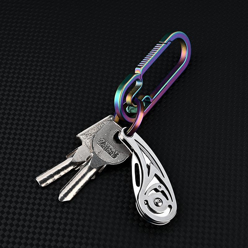 Conch Style Titanium Alloy Mini Knife with D2 Steel Blade, Stainless Steel Folding Design - Portable Keychain Box Opener