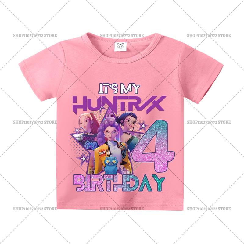 

Kpop Demon Hunters Girl Birthday Clothes Cute Toddler Kids Number T Shirt Cartoon Short Sleeve Baby Cotton Tee Summer Child Tops 110