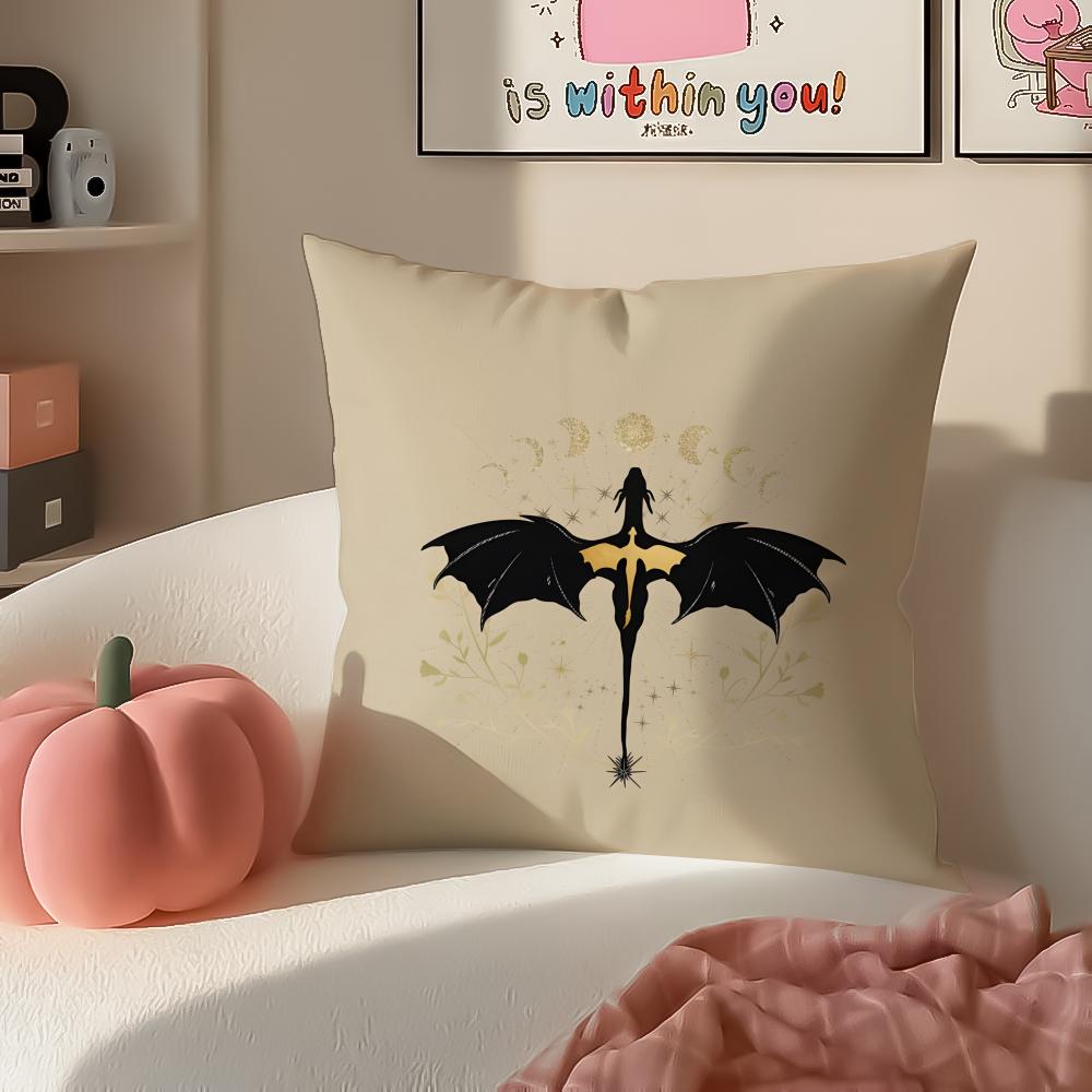 Epic Fantasy Fictional FFourth WWing Dragon Cushion Cover Pillowcase Short Plush Invisible Zipper Room Sofa Cushion Cover