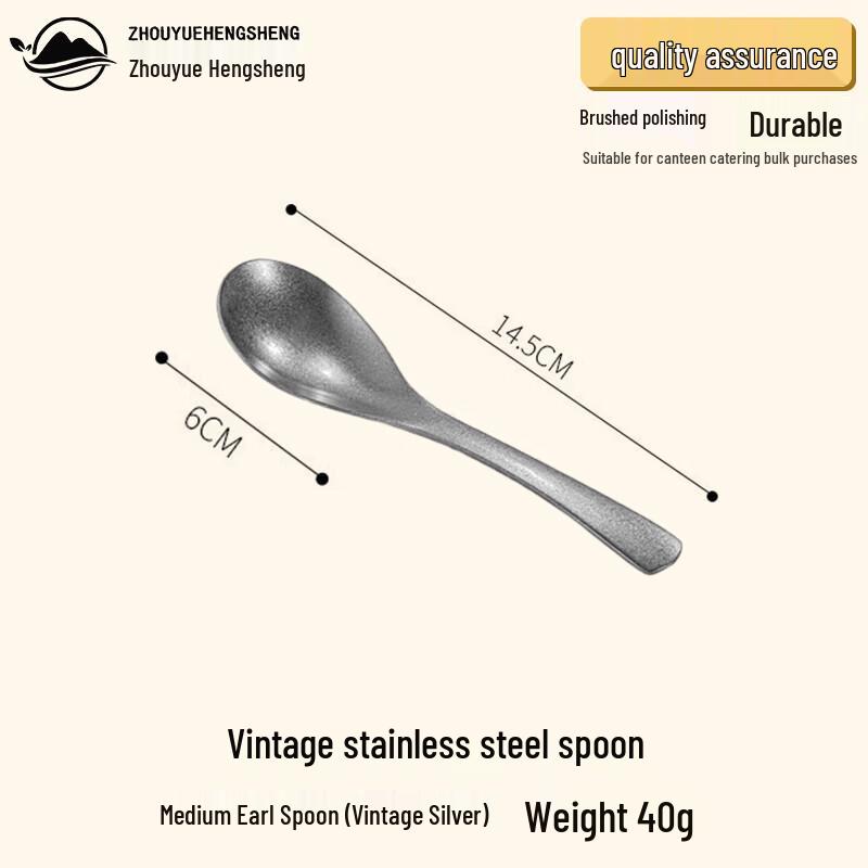 ZHOUYUEHENGSHENG Vintage Silver 304 Stainless Steel Long Handle Spoons