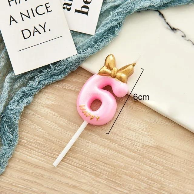 Cute Bowknot Birthday Number Candle Boys Gilrs 0-9 Number Cake Decor Digital Candles Topper Cupcake Party Decoration Supplies