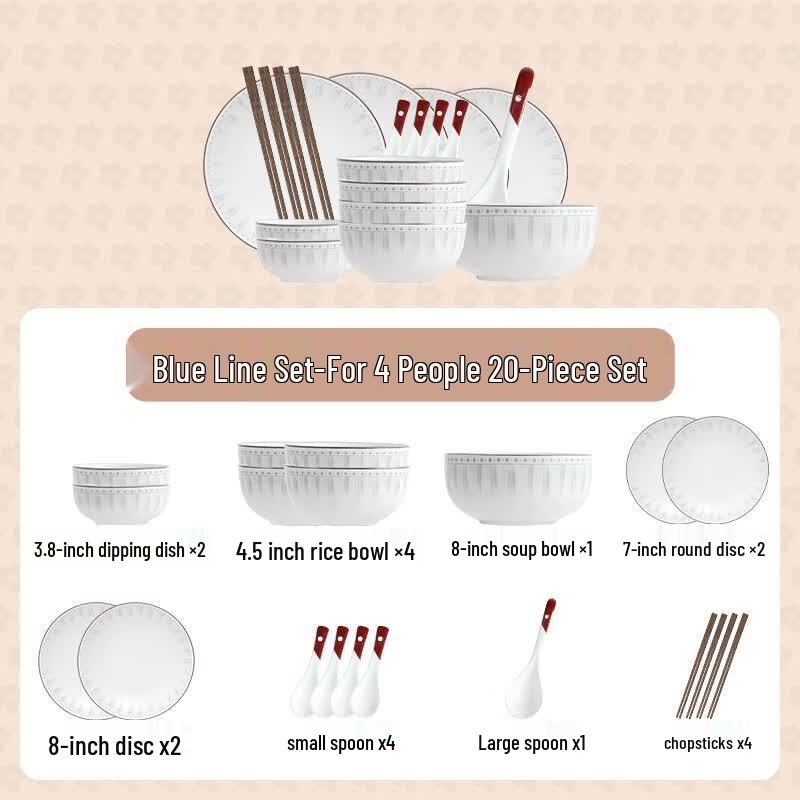 KANGMO 20-Piece Ceramic Dinnerware Set for 4