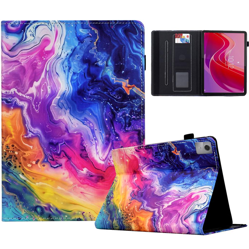 Pre puzdro Lenovo Tab M11/Xiaoxin Pad 11 2024 s potlačou vzoru, držiakom na karty, kožené puzdro so stojanom na tablet