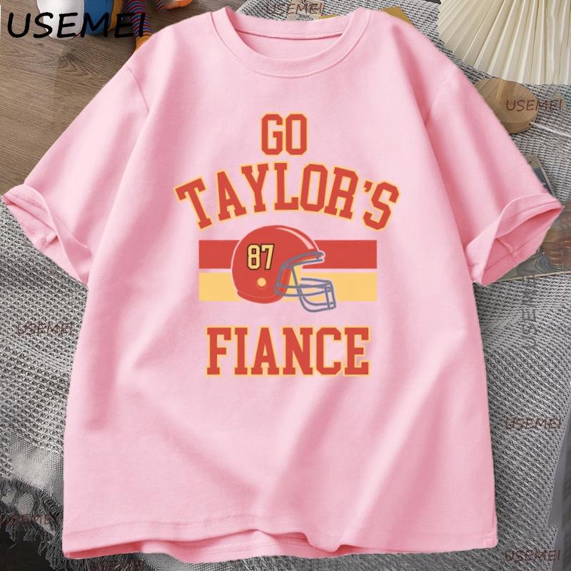 Go Taylors Fiance Tshirt Chiefs Football T Shirt Unisex Causul Cotton Short Sleeve Fashion Tshirt Loose Tops Unisex Clothing Tops