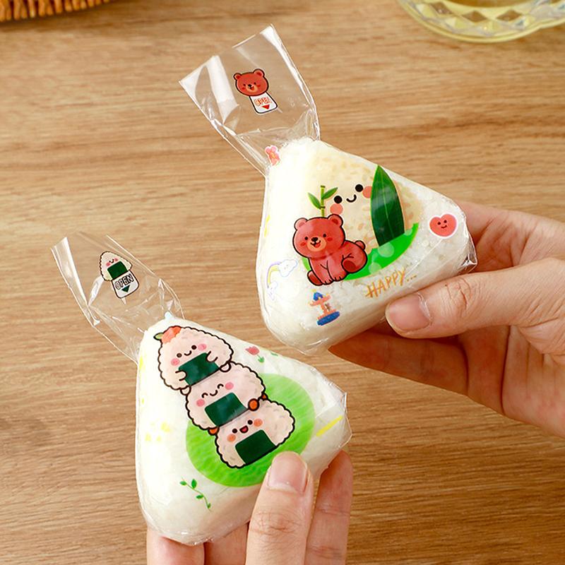 50Pcs Lovely Cartoon Japenese Triangle Rice Ball Packaging Bag Nori Onigiri Sushi Bag Sushi Making Mold Bento Accessories