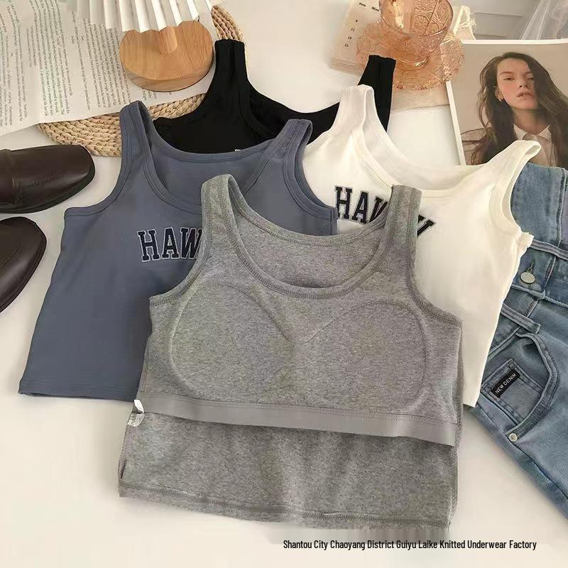 Stylish Embroidered Spaghetti Strap Bandeau Top with Fixed Cup