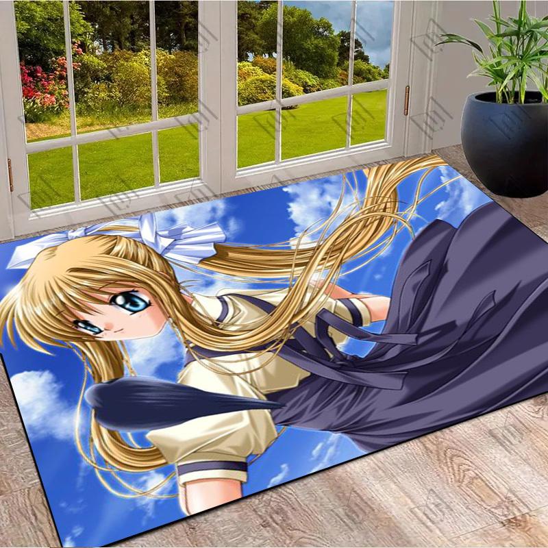Air Anime Girl Area Rug, Anime Character Floor Mat, Non Slip Carpet for Living Room Bedroom, Cartoon Home Decor Indoor Rug