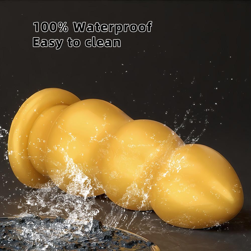 Big Gold Silicone Ribbed Anal Dildo Realistic Penis Sex Toy for Couples Fisting Big Dick BDSM