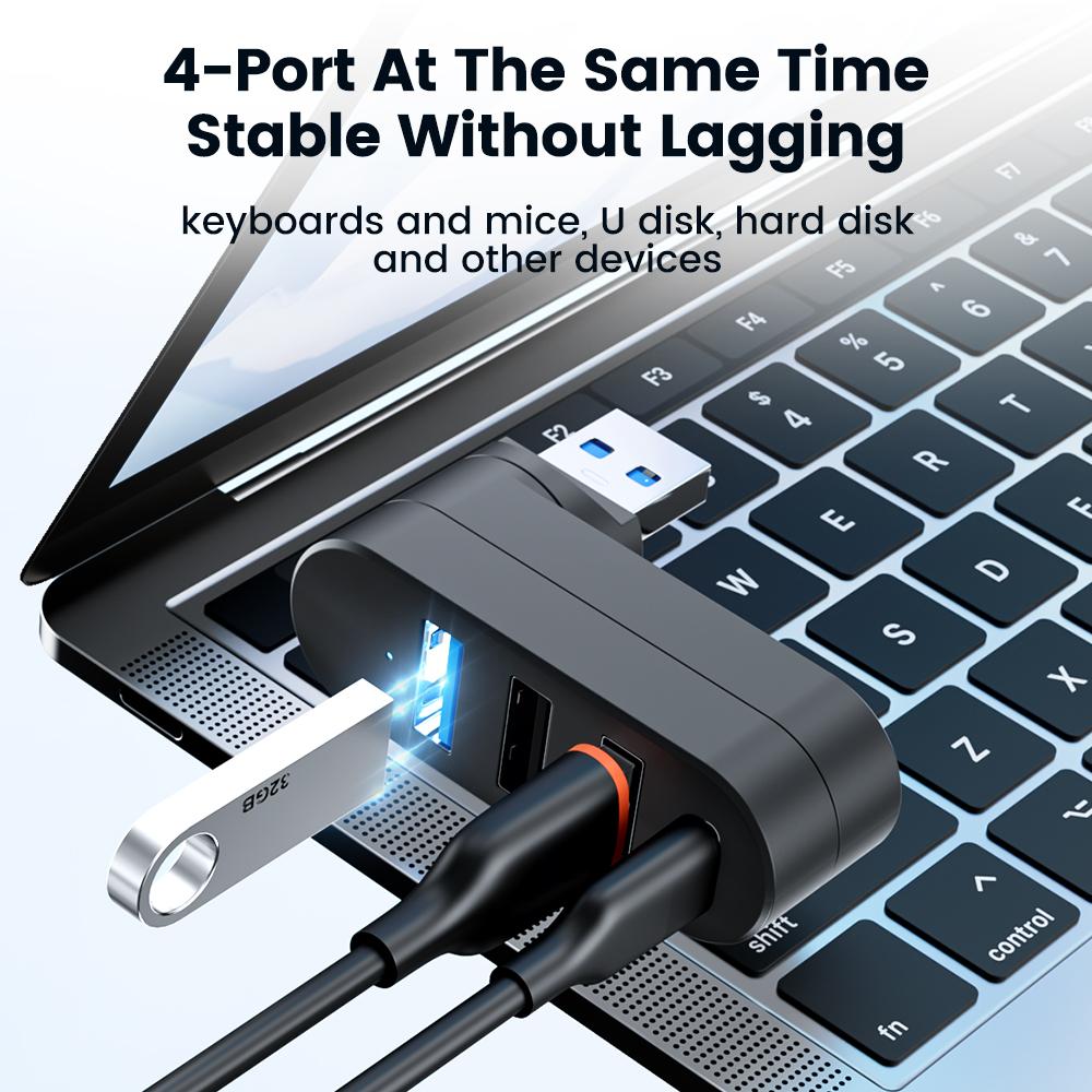 Rotatable USB HUB USB 3.0 2.0 Type C HUB USB Splitter 4 Ports Multiple Expander For Computer Laptop MacBook U Disk Data Transfer