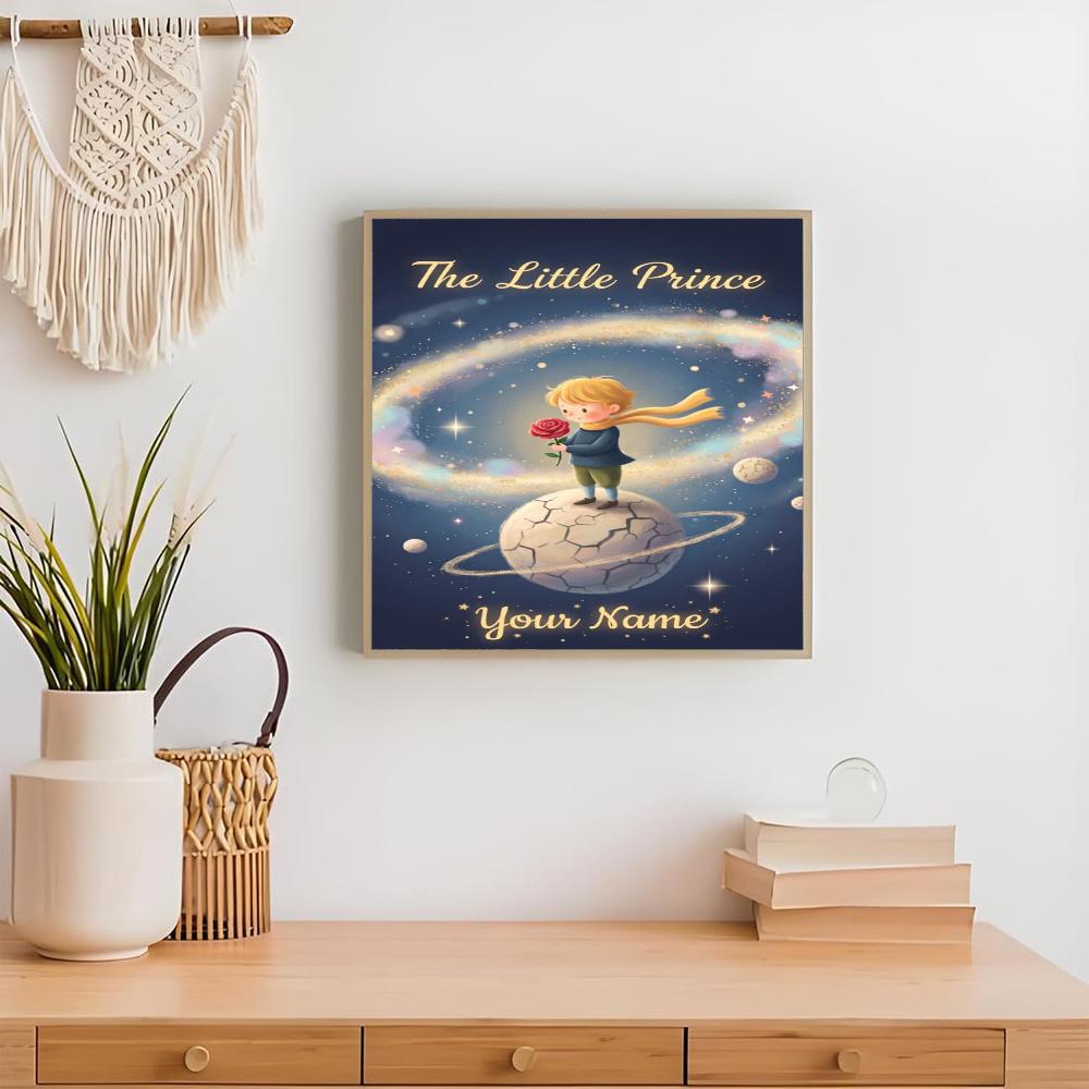 Little Prince Customize Your Name Diamond Painting Round Diamond Rhinestones Mosaic Diamond Embroidery Wall Paintings Rhinestones Gift Frameless