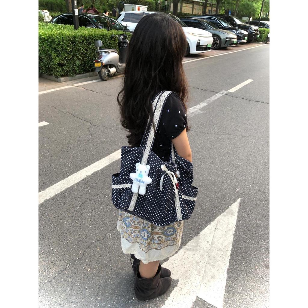 New middle school student schoolbag cute polka dot sweet soft girl transparent baby bag girl backpack
