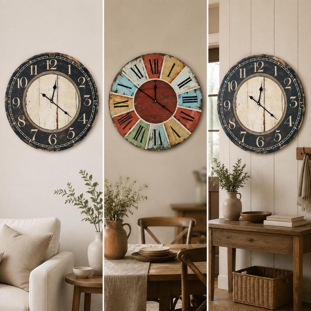 Wooden Wall Clock Quiet Timepiece Cordless for Interior Decoration, Guesthouse