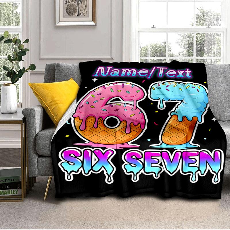 1PC Custom Name Dessert Number Celebration Flannel Blanket Versatile,all-season Throw Suitable for the Living Room,bedroom,camping,travel,and Gift