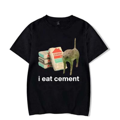I Eat Cement Gatto Maledetto Divertente Meme Maglietta 2026 100% Cotone Uomo Donna Unisex Oversize Pesante Streetwear Top Maglietta