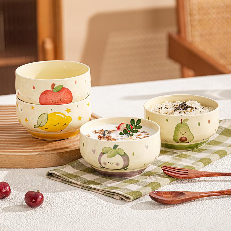 Cute Fruit Series High Value Underglaze Color Ceramic Bowl Household Yogurt Bowl Gift Bowl Ceramic Tableware