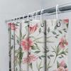 Watercolor Floral Shower Curtain Pink Green Flower Print Bath Decor Home Decoration