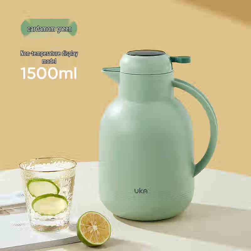 UKA 1.5L Home Glass Lined Insulated Pot Green