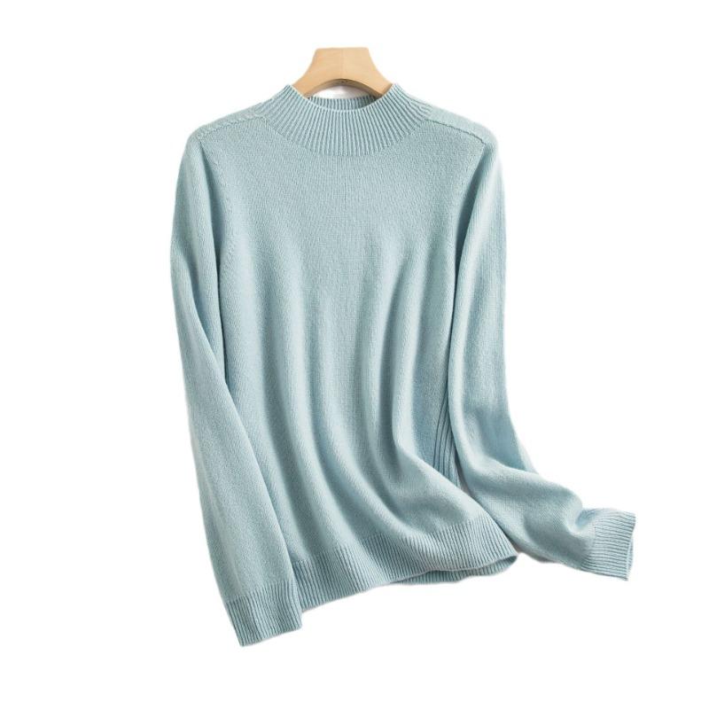 Semi-turtleneck Wool Sweater Women's 0 Solid Color Bottoming Sweater Sweater New Loose Inner Seamless Knitted Top