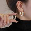 Gold Geometric Pearl Studs & Hoop Earrings with Ear Cuffs – High-End Accessories for Women