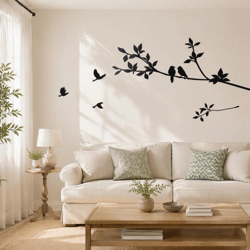 Black Movable Wall Sticker 58x24cm Waterproof Wall Sticker Adhesive Wall Sticker Living Room Decor