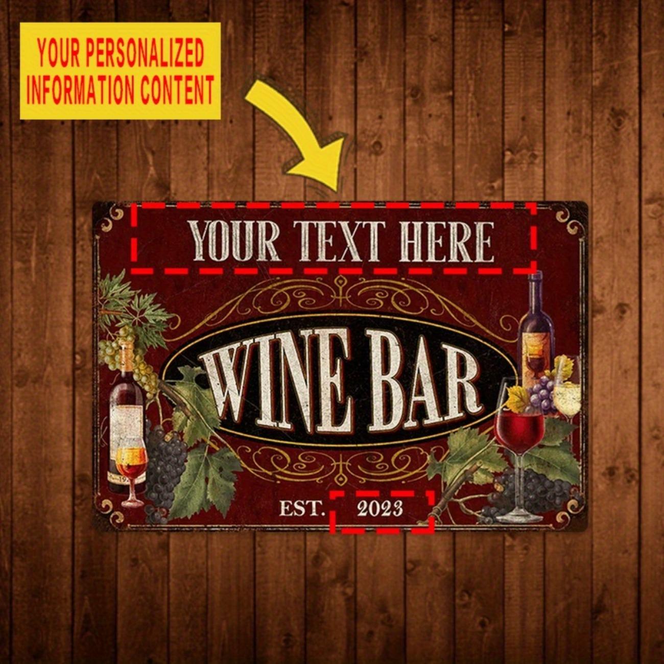 

Personalized Wine Bar Metal Sign Custom Name Rustic Decor for Wine Cellar Winery чорний