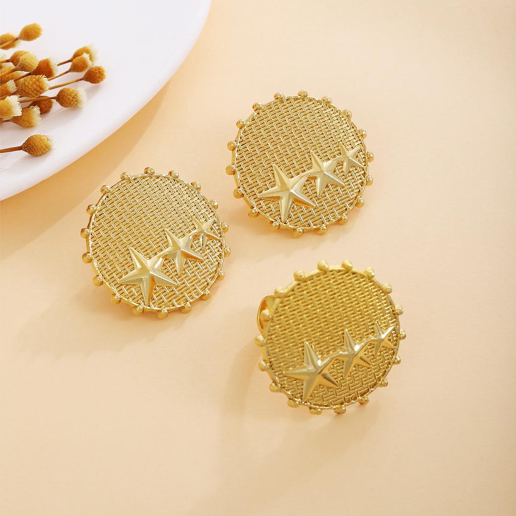 Flower Ring Personalized Earrings, Light Luxury Fashion High Sense Metal Style Simple Temperament Earrings