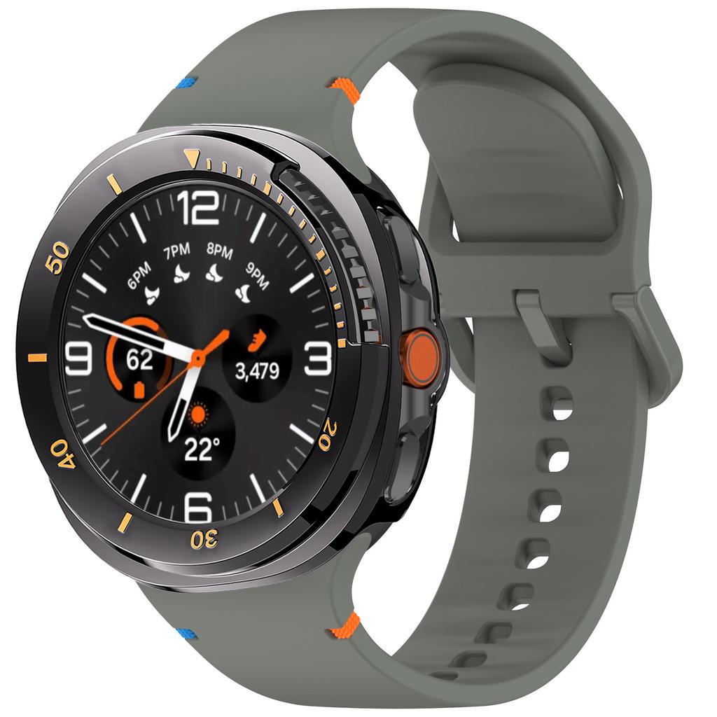 Silicone Band+Protective Case for Samsung Galaxy Watch 8 Classic 46mm Sport Strap Hard PC Bumper No Screen Film Watch Bracelet