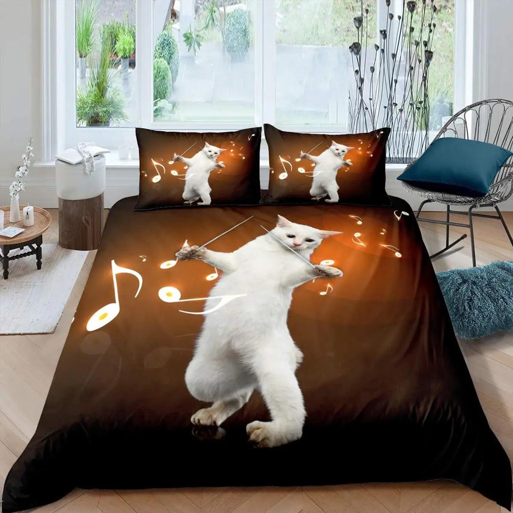 Cute Cat Colorful Butterfly Decor Duvet Cover for KidsTeens Boys Girls Animal Pet Theme Quilt Cover Fashion Bedroom Decorations