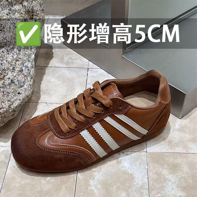 ins wind four bars German training shoes 2025 autumn height increase leather Forrest Gump shoes fashion casual shoes youth women's shoes trend