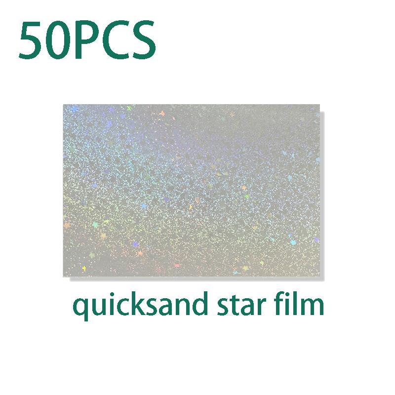 50 Sheets – 6-Style Holographic Sticker Paper, 2.9×4.1 Inch Holographic Overlay Cold Laminating Film, Self-Adhesive Vinyl Sheets