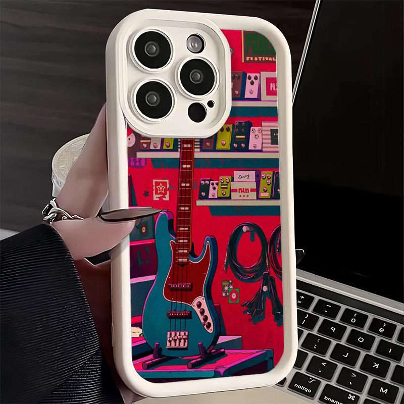 Phone Case for iPhone 17 Air 16E 15 16 Pro Max Guitar Retro Rock Music Cover 14 Plus 13 12 Mini Soft Shell Silicone Fundas