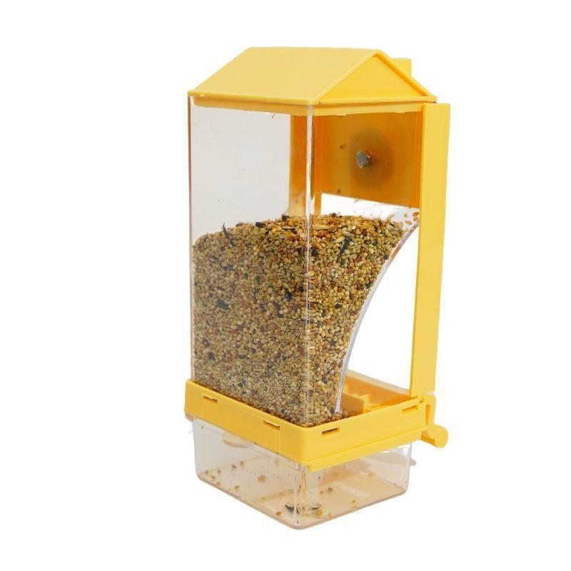 Automatic Parrot Feeder-Eco-Friendly Durable PP/PC Anti-Spill Seed Huller Smart Dispensing Square Classic Design Cage Mountable