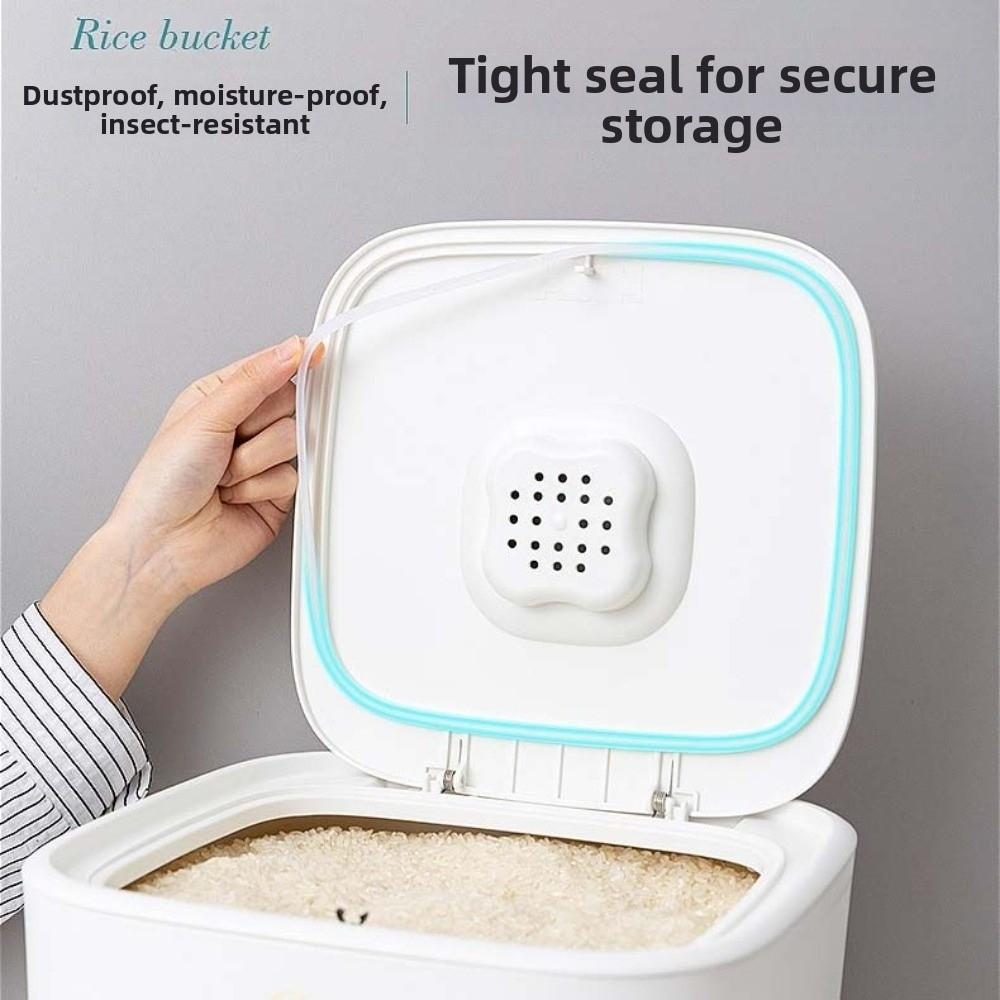 Large Capacity 5KG Rice Bucket With Measuring Cup Rice Sealed Jar Cereals Dispenser Dry Food