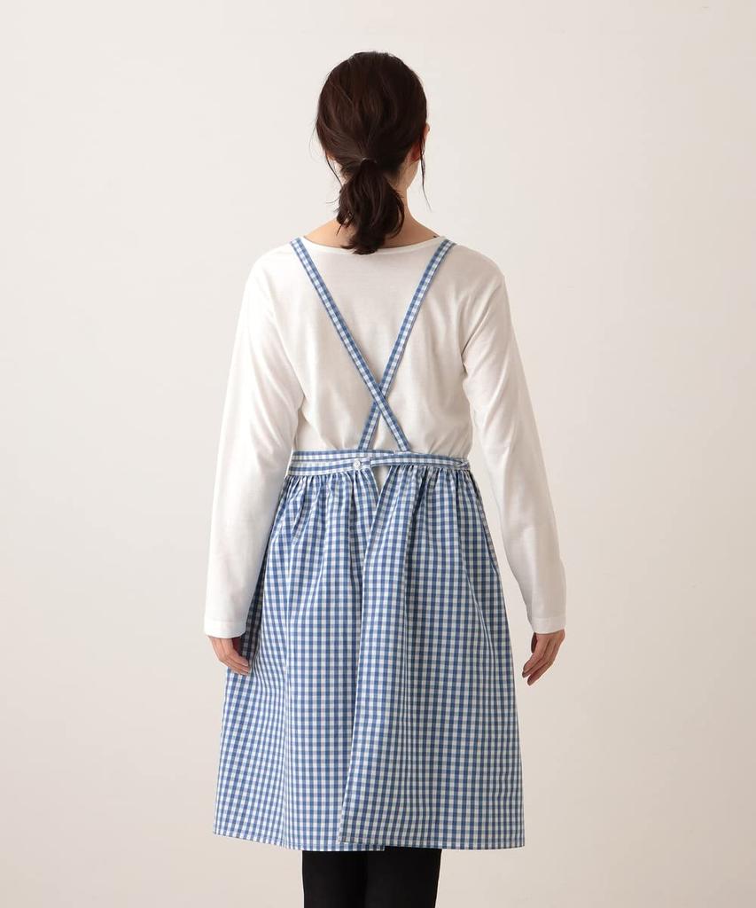 Afternoon Tea Living Apron HP66, Dyed Check Dress Apron, Blue