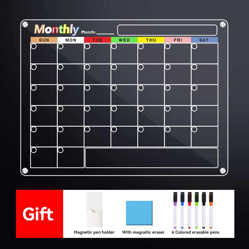 Magnetic Transparent Display Board Message Board Acrylic Weekly and Monthly Plan Board Reusable, Home Business Office Supplies