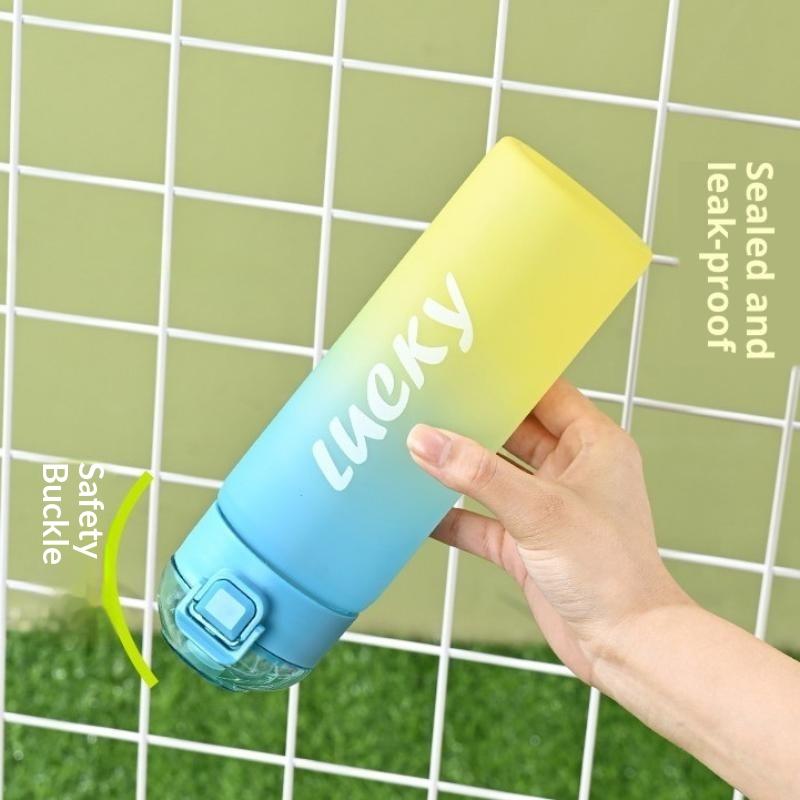 1PC 650ml Gradient Sport Water Bottle, BPA-Free Leakproof Portable Fitness Jug with Straw for Gym Outdoor Beach Travel