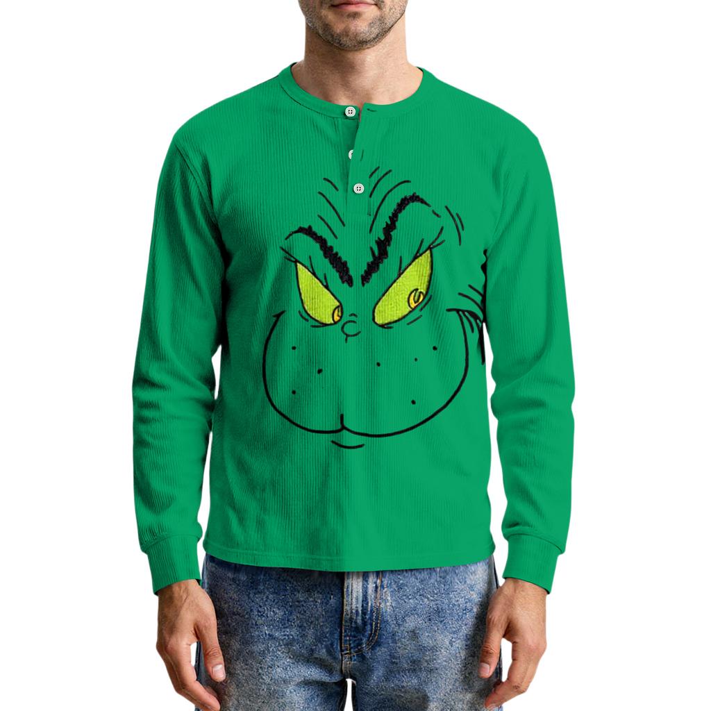 Herren Strick Freizeit Langarmhemd mit Knöpfen