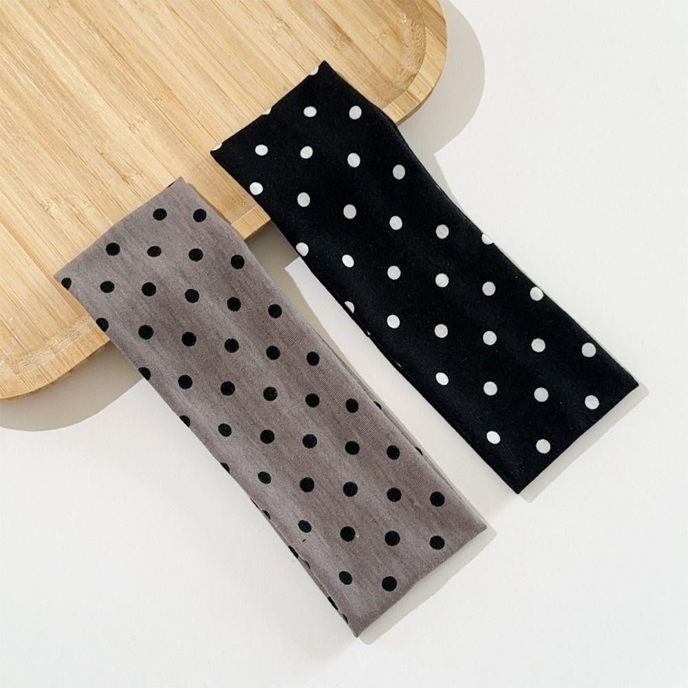 Elastic Polka Dot Headband Adjustable Wide Headband Retro Sport Headscarf Photo Props