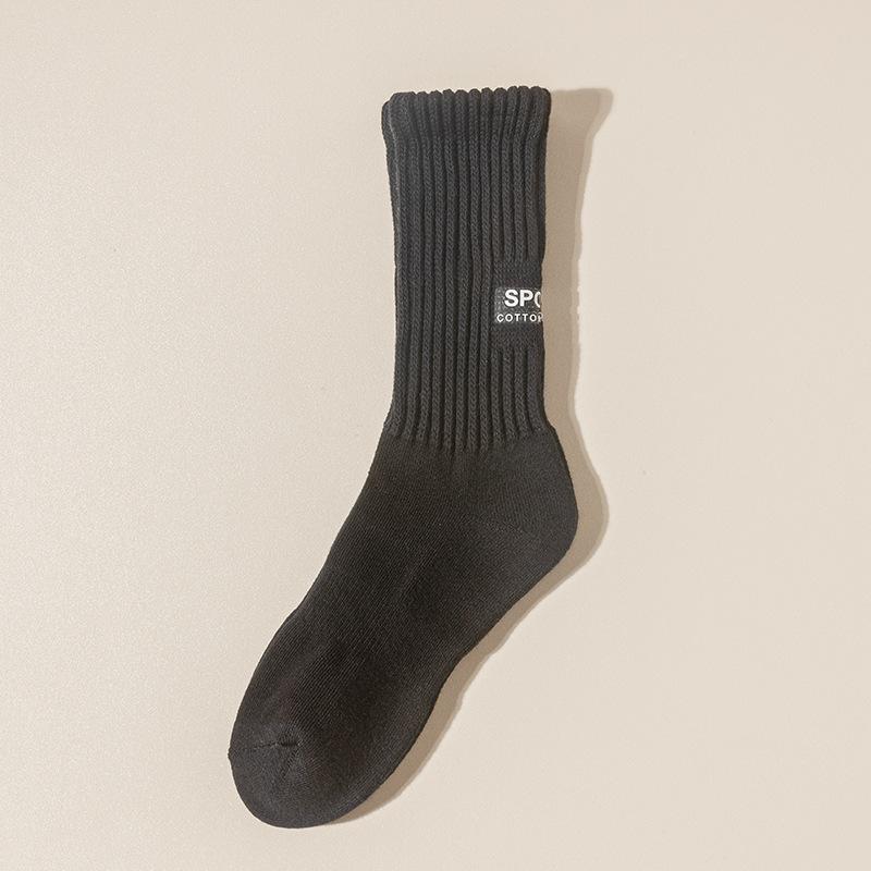 Herren Herbst und Winter Fleece und Verdickt Handtuchsohle Reine Baumwolle Trendige Jugend Sport Mittelhohe Socken