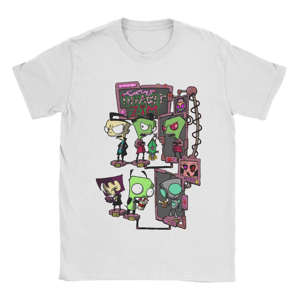 Funny Invaders Zims GIR T Shirt Men's Cotton Short Sleeve Crewneck Summer Clothes