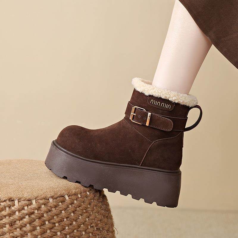 Muffin thick-soled snow boots women's 2025 new winter women's shoes piled and thickened Northeast cotton boots warm short boots