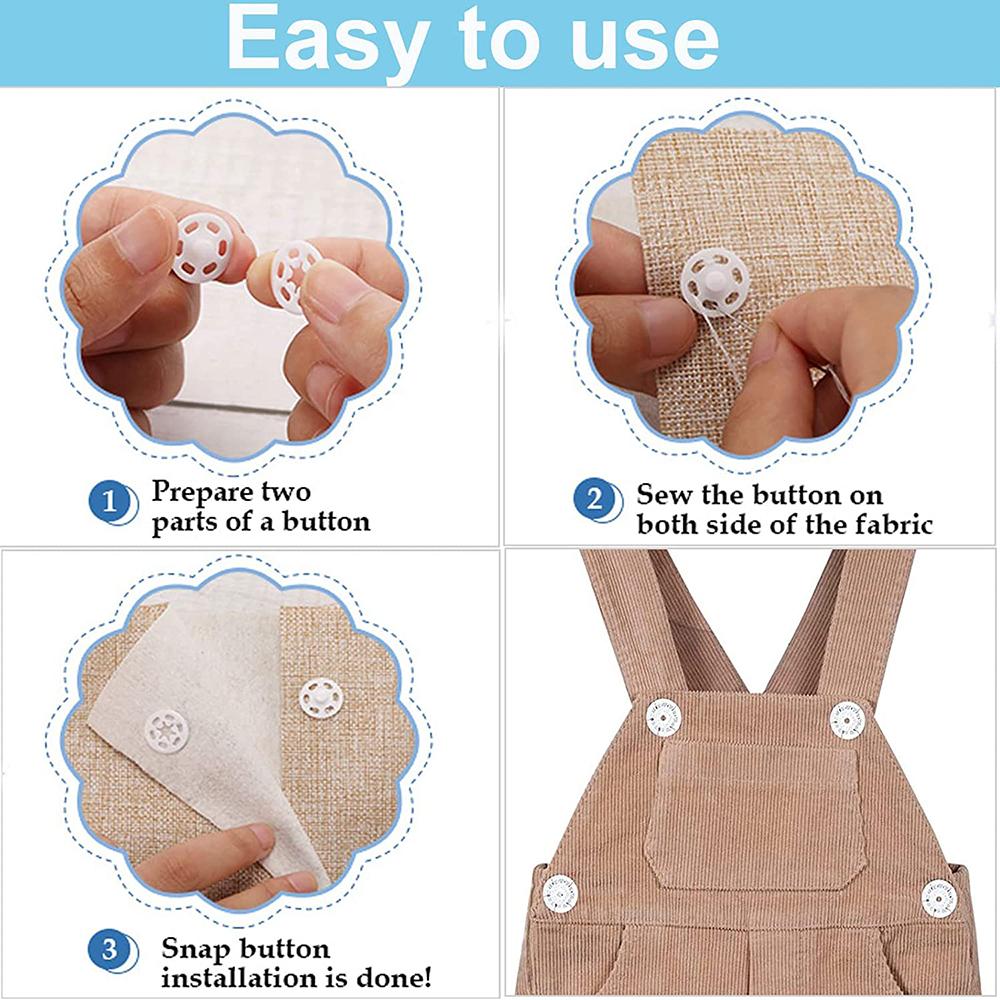 30 Pairs Plastic Snap Buttons Transparent Buttons Invisible Sewing Snap Fasteners for DIY Shirt Clothes Sewing 7/10/13/15/18mm