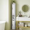 Tall bathroom cabinet, column storage unit, 2 doors, drawer, adjustable shelves, 20x20x185cm, white