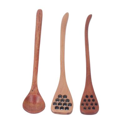 3 ks Medová naběračka Víceúčelová s dlouhou rukojetí Opakovaně použitelná dřevěná medová naběračka Lžíce na med