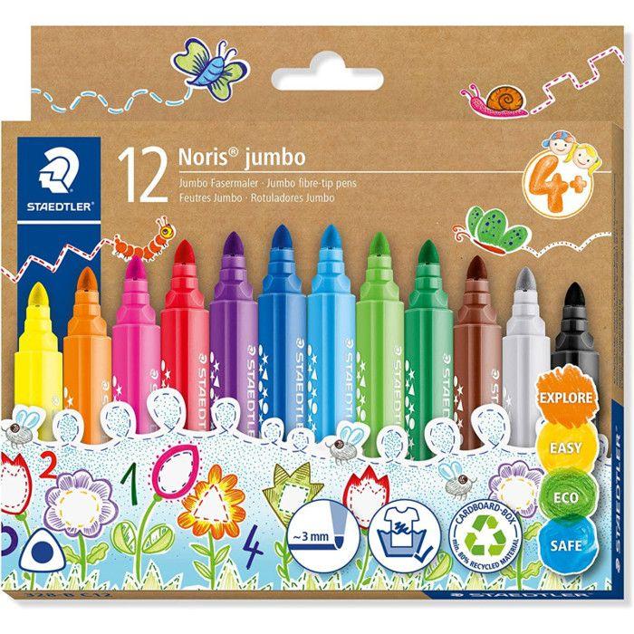 10 Feutres De Coloriage - Pointe Large - Enfants - Noris Jumbo 328 - Staedtler
