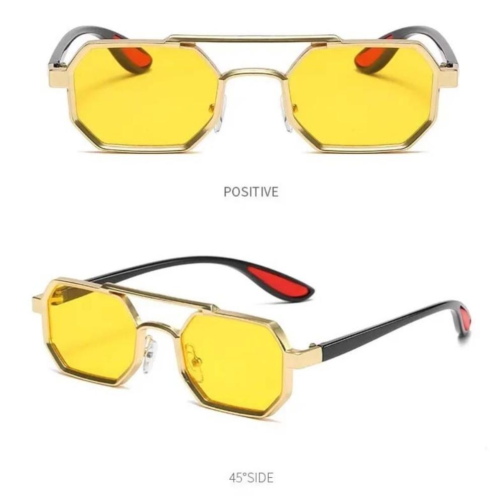 Gradient Unisex Polarized Sunglasses Indian Style Anti-UV Glasses Double-bar Square Sunnies  Party