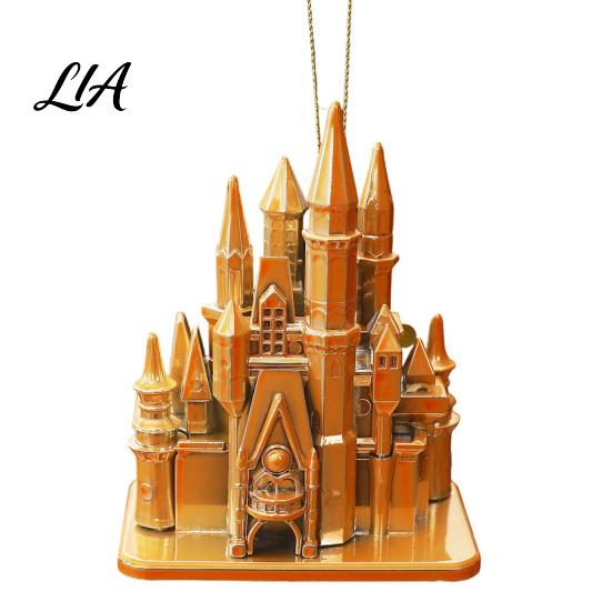 Unique Christmas Gift Decorations Castle Ornament, 3D Electroplating Tree Hanging DIY Holiday Scene Settings Decoration, Electroplated Plastic Pendant